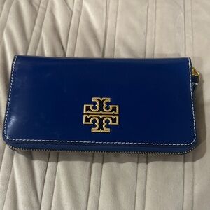 Tory Burch Royal Blue Wallet with Gold Logo